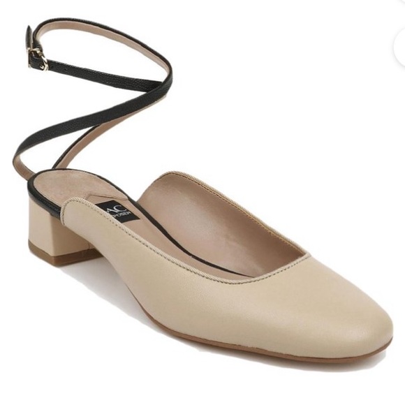 Zac Posen Voss beige and black shoes with wrap around strap on ankles-size 9 - Picture 2 of 12